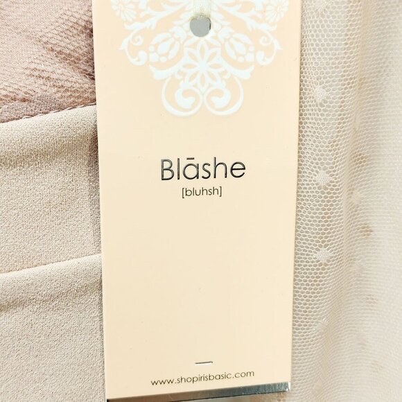 Blāshe Blush Lace Overlay Sheer Polka Dot Mesh Long Sleeve Mini Dress Size Small - Picture 7 of 12